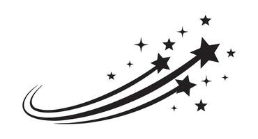 Black Star Trails with Sparkling Twinkles Abstract Design Element stars vector