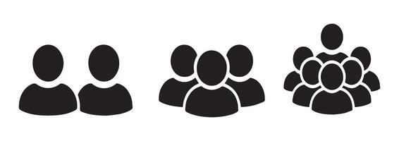Black Silhouettes of People Groups Showing Growth from Two to Many Individuals team vector
