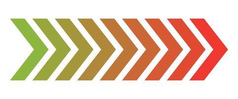 Nine Chevron Arrows Gradient Green to Red Color Transition Abstract Design olive vector