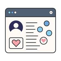 Website Interface Design User Profile Page Pink Blue Hearts Icons vector
