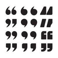Black Quotation Marks Set Graphic Design Elements Various Styles Typography Symbols vector