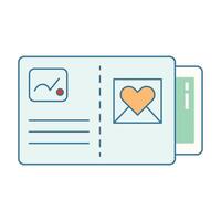 Light Blue Postcard with Orange Heart Envelope and Checkmark Icon Illustration vector