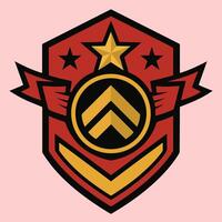 Red Gold Black Military Rank Chevron Insignia Badge Emblem Design vector