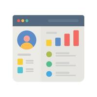 Flat Design User Profile Webpage Interface with Charts and Data Statistics dashboard vector