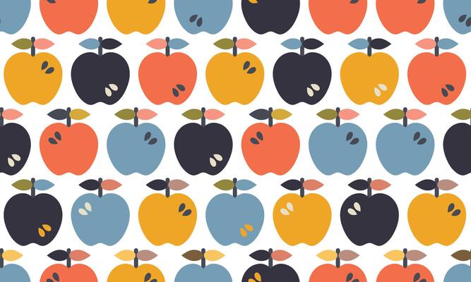 Scandinavian Mid Century Modern Apple Seamless Pattern