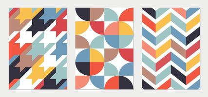 Retro Abstract Poster Set in Mid Century Modern Style. Illustration vector