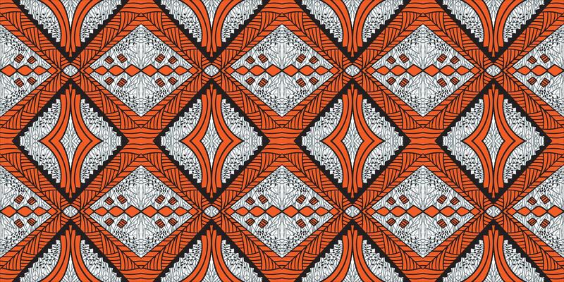 African rhombus ethnic traditional orange color pattern. seamless beautiful Kitenge, chitenge style. fashion design in colorful. Geometric rhombus abstract motif. Ankara prints, African wax prints.