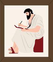 man in a robe writing on a piece of paper vector