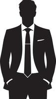 Silhouette of a Man in a Suit with Hands in Pockets vector
