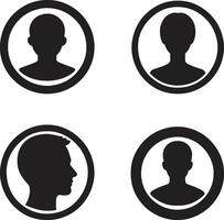 Four Black and White User Profile Icons with Circular Borders vector