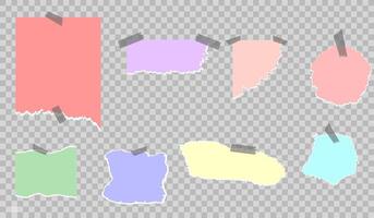Torn Colorful Paper with sticky tape. Colorful torn paper pieces in various shapes. vibrant torn paper. Decoration ornament art paper vector