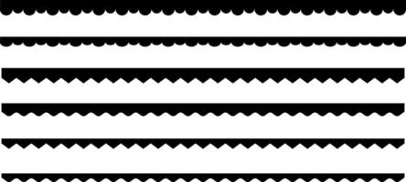 Scalloped seamless set. scallop edge lace borders. Wave edge seamless stripes for divide and separate. modern brutalism forms vector
