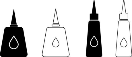 glue icon set. nozzle symbolizing adhesive crafting tools. Box sealing tape, paper masking tape symbol. Repair signs vector
