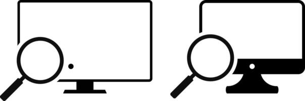 Pc monitoring search icon. computer with search symbol. Search Magnifying Glass vector