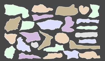 Realistic torn paper. Torned memo templates. Ripped paper strips. Sticky newspaper clip art. notebook page with torn edges. Torn paper textures in various shapes vector