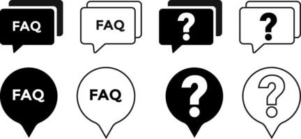 Faq help icon set. Help speech bubble sign. Interrogation symbol inside. question mark. online support thin symbols vector