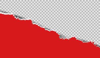 horizontal torn red paper with soft shadow. Realistic torn black paper with ragged edge. Blank mockup for text or message. Creative paper template with empty space vector