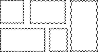 frames zigzag edge line shapes. oval and square scalloped frames. Scallop edge shape set. Geometric shapes with scallop and zigzag edges vector
