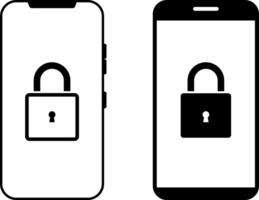 lock icon on phone screen icon set. phone lock password icon sign. Smartphone password. mobile unlock icons. Security symbol vector