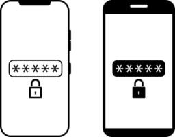 lock icon on phone screen icon set. phone lock password icon sign. Smartphone password. mobile unlock icons. Security symbols vector