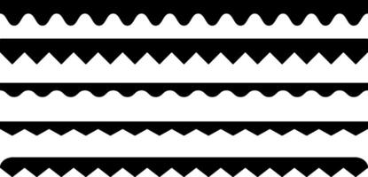 scalloped border shape. Texture ribbons. elements seamless frame. Wave edge seamless stripes for divide and separate. Black repeated squiggle stroke vector