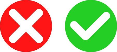 Checkmark and cross mark icon set. green tick mark. red icons. yes and no buttons. do and don't button. vector