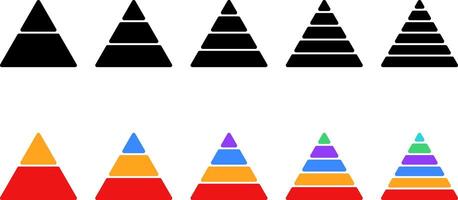 Triangular pyramid colorful icon. triangular pyramid infographics. educational materials. diagrams with ascending levels vector