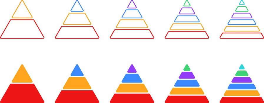 triangular pirámide vistoso icono. triangular pirámide infografía. educativo materiales diagramas con ascendente niveles pirámide infografía vector