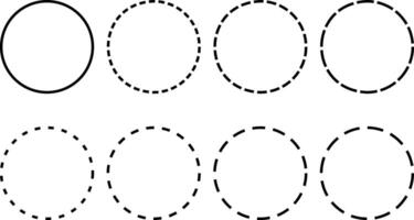 Dotted line circle icon set. dashed circle symbol. Round dotted. border geometric stroke vector