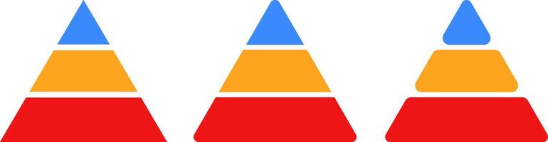 Triangular pyramid colorful icon. triangular pyramid infographics. educational materials. diagrams with ascending levels. Pyramid infographic. vector