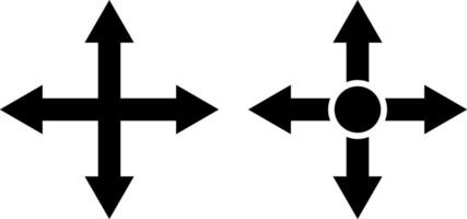 Four Way Arrow icon set. directions up down left and right. directional cross arrow icons. arrows four direction symbols. vector