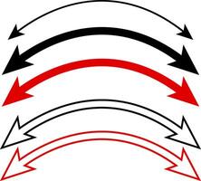 dual sided curve arrow icon set. Double headed curved arrow symbol. Semicircular curved. Replaceable design. two side arrow icons vector