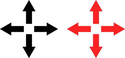 Four Way Arrow icon set. arrows four direction symbol. directions up down left and right. directional cross arrow icon. representing different directions and choices. vector
