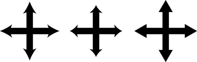 Four Way Arrow icon set. arrows four direction symbol. directions up down left and right. directional cross arrow icon. representing different directions and choices vector