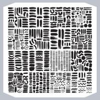 Extensive Collection of Hand-Painted Black Ink Brush Strokes A Diverse Set of Artistic Textures for Design Projects, Featuring Abstract Shapes and Patterns. vector