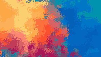 Abstract painting background featuring dynamic splashes and splotches of vibrant color. Combining a warm palette of orange and yellow with a cool palette of deep blues. vector