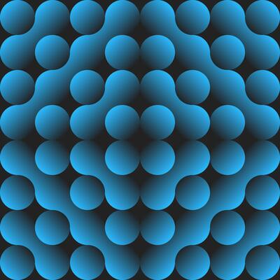 Modern and sophisticated seamless abstract pattern featuring interconnected blue spheres with a 3D volumetric effect. creates a sense of fluidity, network, and technology.