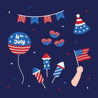 Festive 4th of July Illustration Element Design Collection Set vector