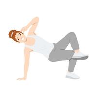 Woman performs a dynamic dance move, balancing on one hand with style and confidence. vector