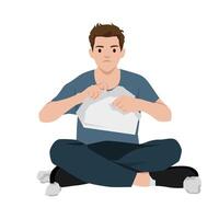 Frustrated Man Tearing a Sheet of Paper. vector