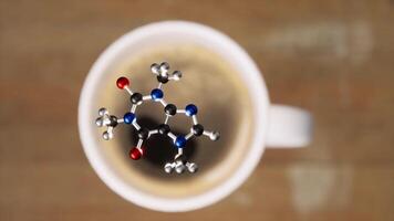 Structural chemical formula of caffeine molecule. 3D animation 3 video