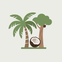 colorful palm tree and coconut tree design isolated on a white background vector
