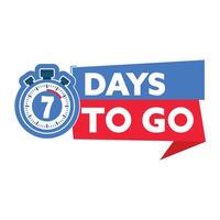 7 Days to go, Countdown timer, Clock icon vector