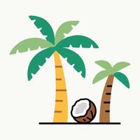 Nice palm tree and coconut tree design isolated on a white background vector