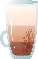 Transparent glass cup with latte coffee showing layered milk and espresso with coffee vector