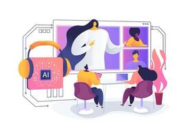 People in an AI-driven virtual meeting vector