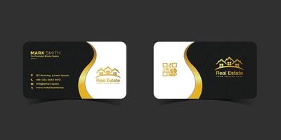 Modern gold and black real estate business card with qr code vector