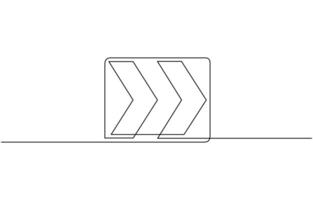 Continuous line drawing of chevron alignment right curve symbol. abstract line art illustration. vector