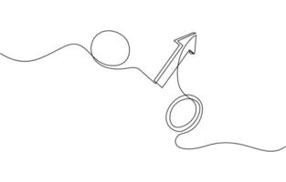 Money Inflation with increase icon continuous one line drawing, Hand Drawn Symbol Illustration, INVESTMENT Line Icon Illustration vector