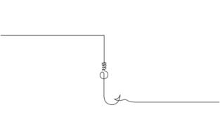 Fishing hook continuous one line drawing illustration, Hook fisherman's equipment icon. Continuous outline of a Fishing hook, Fishing hook line icon. vector